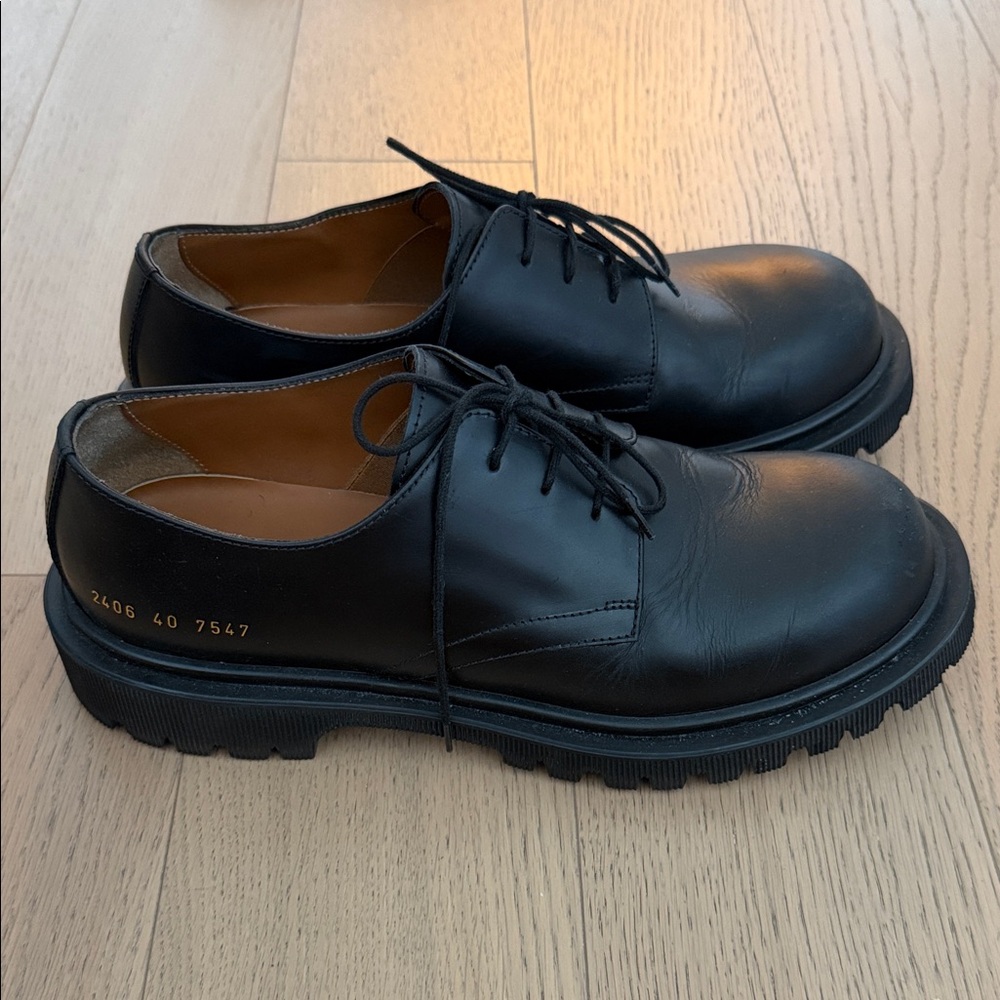 Common Projects Black Leather Oxfords